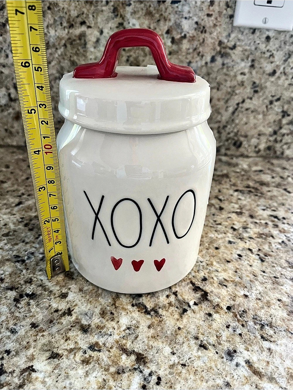 Rae Dunn XOXO Red Handle Canister Valentines